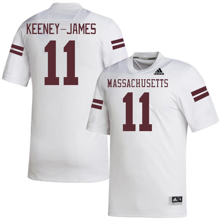 Massachusetts Minutemen #11 Jakobie Keeney-James College Football Jerseys Stitched-White